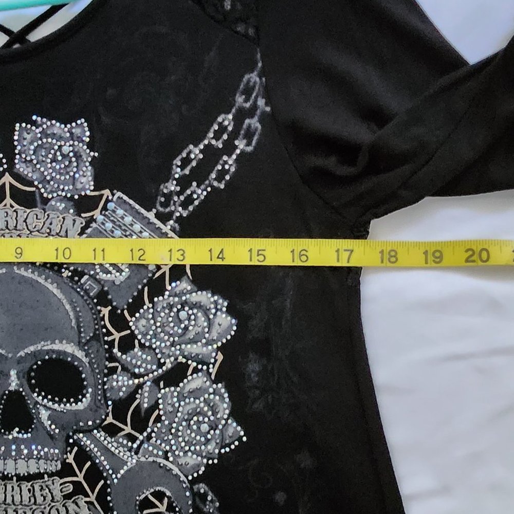 Harley Davidson Women's Long Sleeve Black Lace Top Size M - Picture 7 of 8